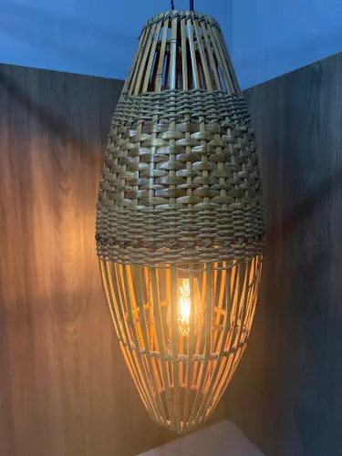Luminária Pendente Artesanal em Fibra Natural