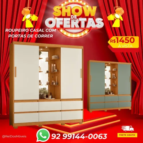 Guarda roupa casal com portas de correr