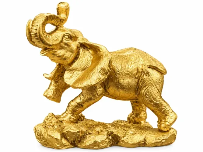 Escultura Decorativa Elefante Dourado