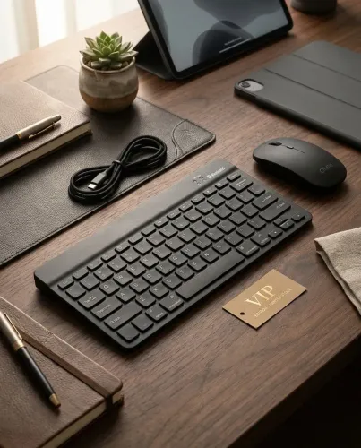 Preto: Conjunto de Teclado + Mouse sem fio bluetooth Para Notebook e Tablet 