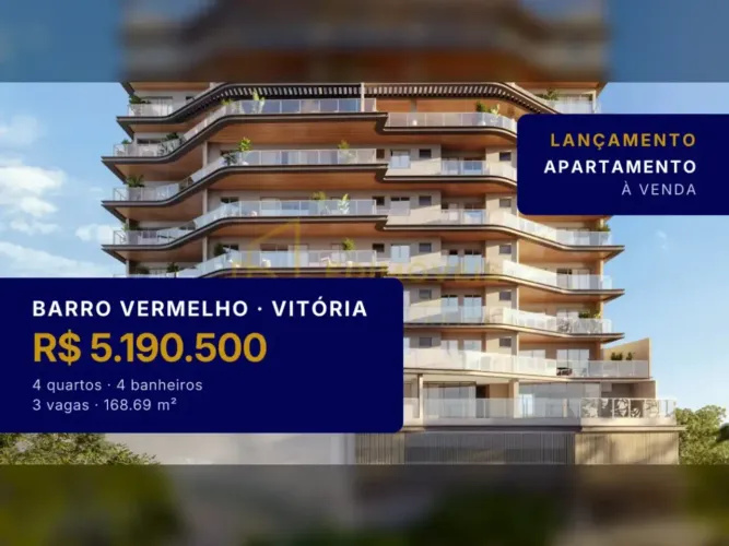 Incrível apartamento em Barro Vermelho: 4 suítes e vista livre para o canal