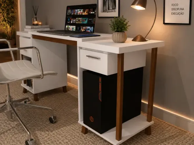 Mesa de Escritório Office Delluxe Wood. L150CM X P40cm x A75CM.