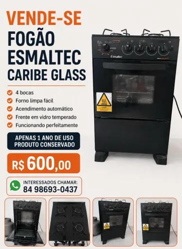Fogão esmaltec Caribe glass