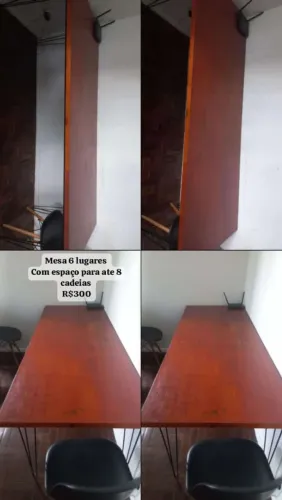 Mesa rústica comporta até 8 lufares