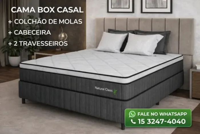 kit cama box molas ensacadas com cabeceira e travesseiros de brinde 