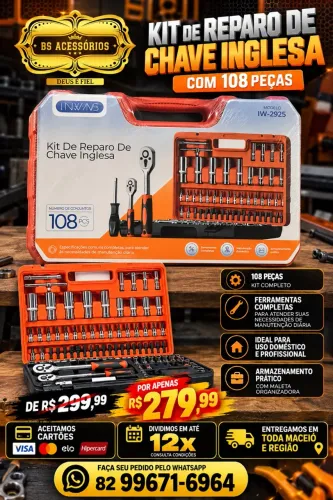 Kit Chave Inglesa 108 peças