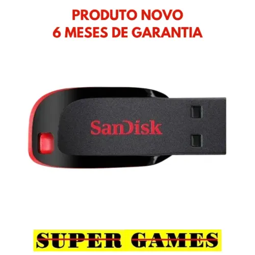 Pen Drive 32gb Sandisk com 15 jogos Wii, Loja física desde 2004.