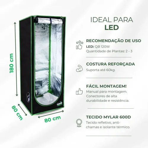 Grow 80x80x180 + Quantum Board 120w Samsung + Kit Completo