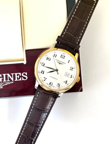 Relógio Masculino Longines - Couro Preto e Dourado - 41mm - Automático - Prem AAA+