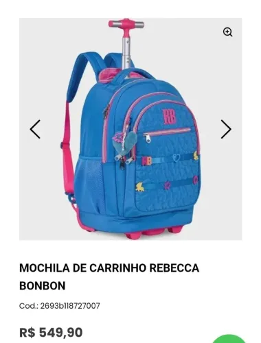 MOCHILA DE CARRINHO REBECCA BONBON