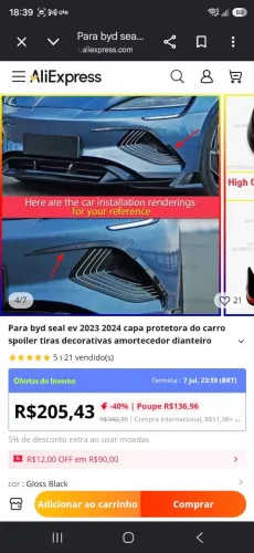 Spoiler dianteiro para BYD Seal
