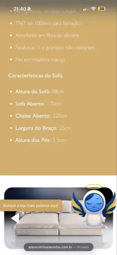 Sofa retratil Marsala Anjos Colchoes 2,3 metros
