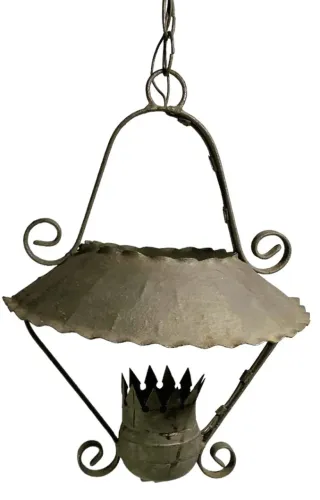 Antigo e rara Luminária Teto francês Estilo Gótico latão martelado, laqueado cinzelado * 