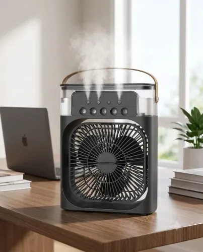 Ventilador e Umidificador de Ar Portátil 600ml<br>