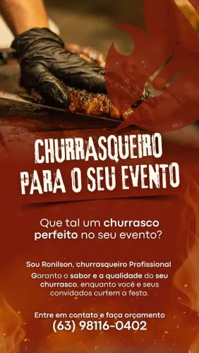Churrasqueiro Profissional para Eventos e Confraternizações