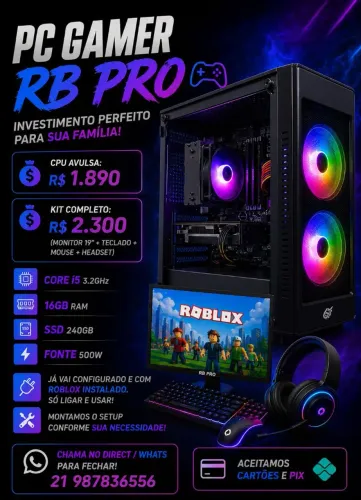 PC Gamer para Roblox e Estudos