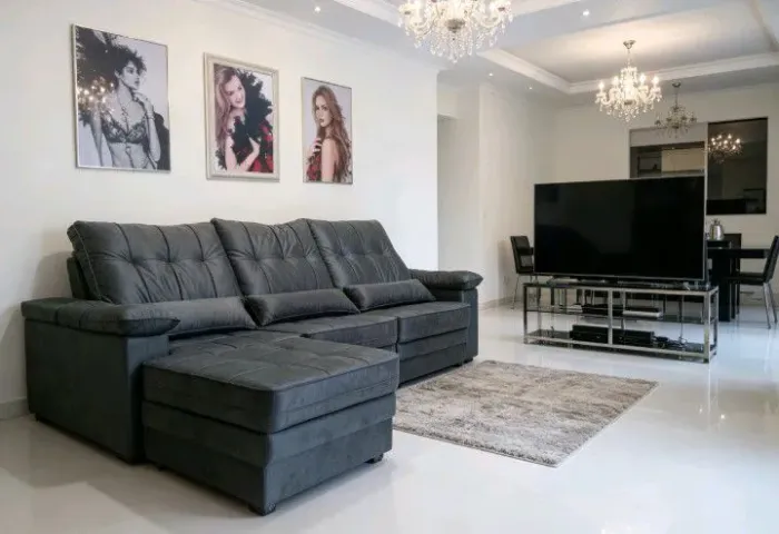 Sofá retrátil e reclinável Modular Lançamento! 3 módulos com molas no assento.