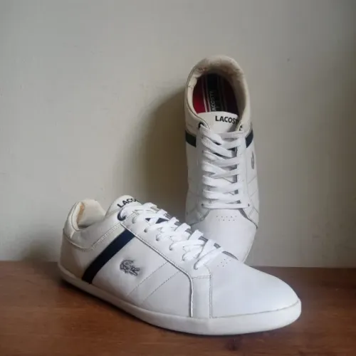 Tênis masculino de couro - 44 - lacoste original - evershot pit spm -branco