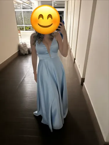 Vestido de festa azul serenity