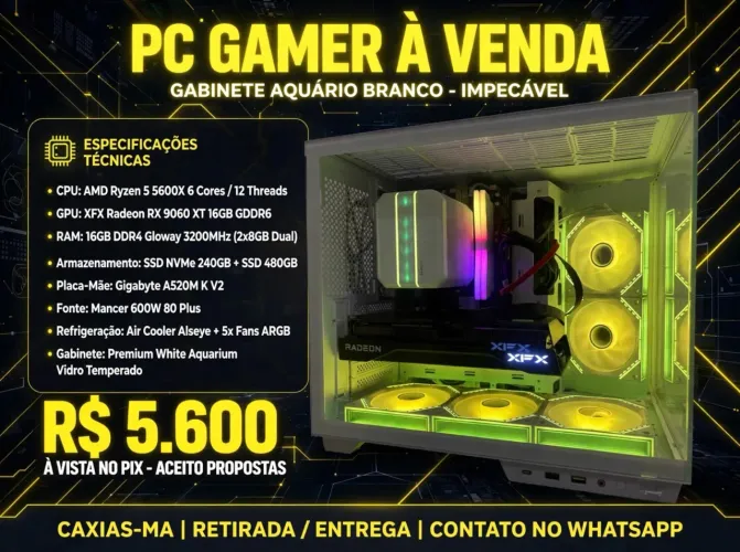 PC GAMER R5 5600X RX 9060XT 16GB 720GB 16GB RAM