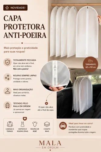 Capa Protetora para Roupas 60x90 cm - Ideal para Viagens