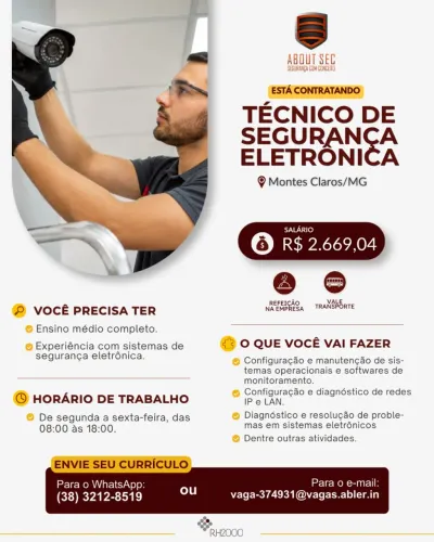 Vaga disponível para Trabalhar em Montes Claros