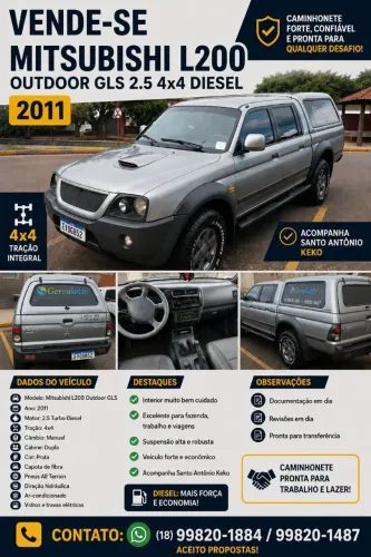 Mitsubishi L200 Outdoor GLS 2.5 4X4 CD TDI Diesel 2012