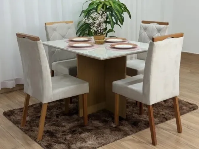 MESA DE JANTAR HELO C/ 4 CADEIRAS - PAGUE SÓ NA ENTREGA!