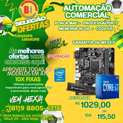 Kit Upgrade Intel Core I7 3th 16gb Placa Mãe H61 Cooler 