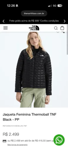 Jaqueta The North Face Thermoball Preta XS original