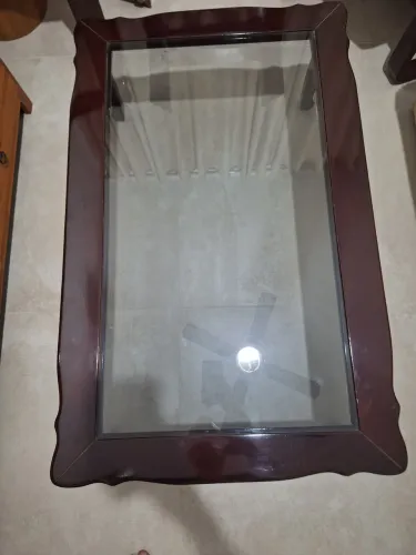Conjunto sofisticado 5 mesas ( Centro + Laterais ) Madeira/ Vidro - Oportunidade