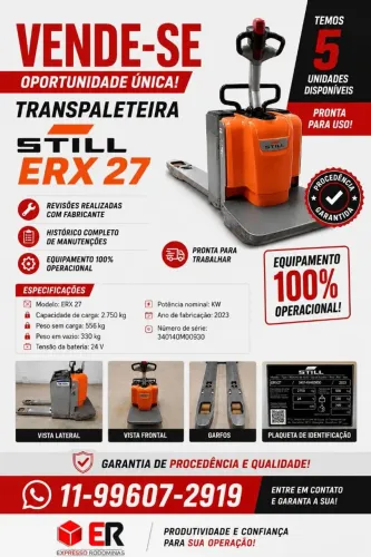TRANSPALETEIRA ELÉTRICA STILL ERX 27 - PRONTA PARA USO!