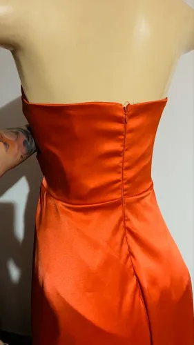 Vestido de festa laranja casamento/madrinha/convidada/formatura