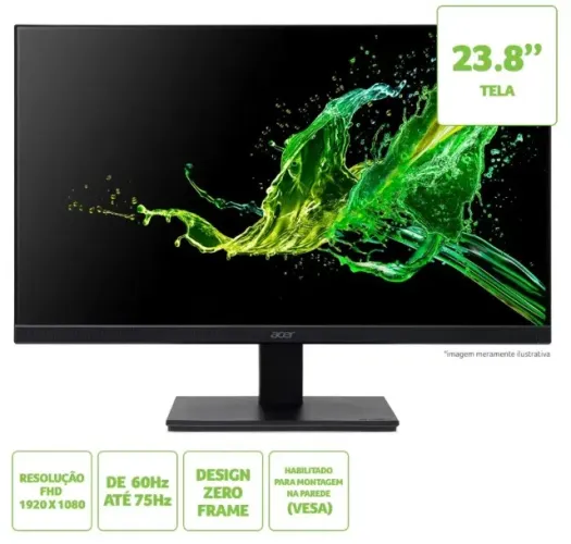 Monitor 23.8 Acer Ips Full HD 75hz ZeroFrame garantia
