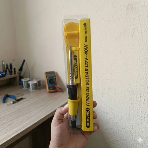 Ferro de Solda 127V 40W Bomvink com Suporte + Fio de Solda - Kit Completo