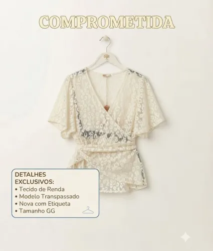 Blusa transpassada em renda GG