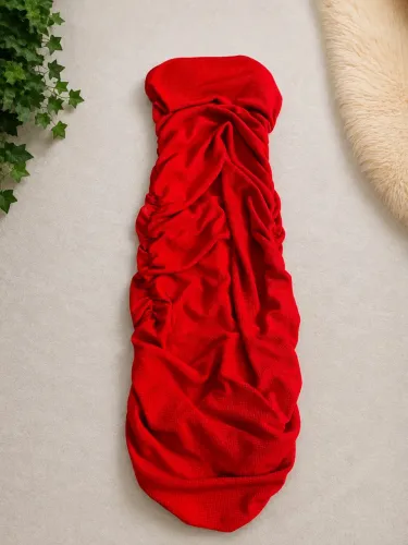 vestido feminino drapeado vermelho