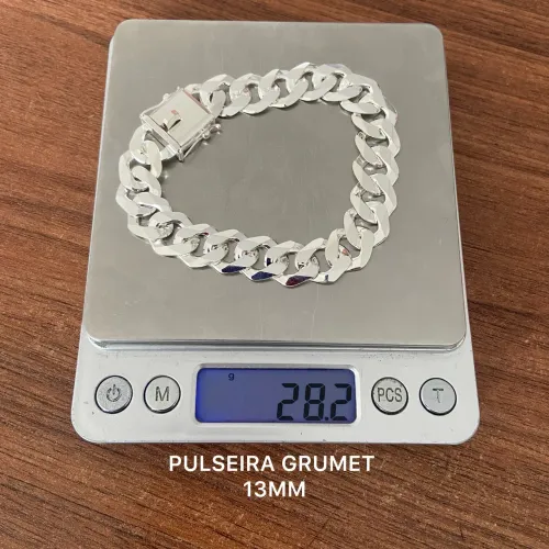 Pulseira 13mm Escama de Peixe ( Prata 925)