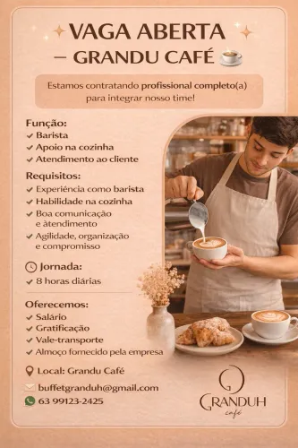 Vaga atendente cafeteria 