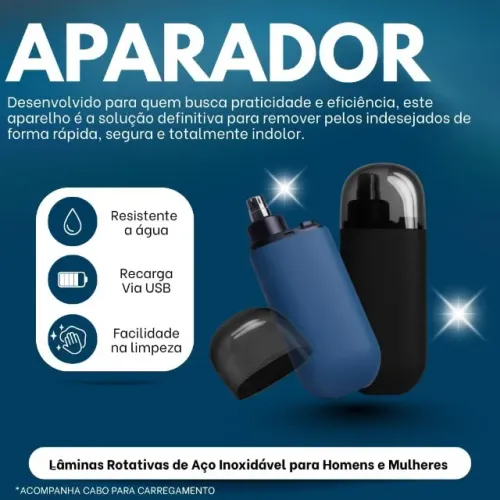 APARADOR E CORTADOR DE PÊLOS NARIZ ROTACAO 360.