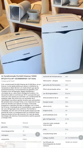 AR-CONDICIONADO PORTÁTIL HISENSE