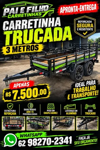 Carretinha trucada de 3metros de comprimento 