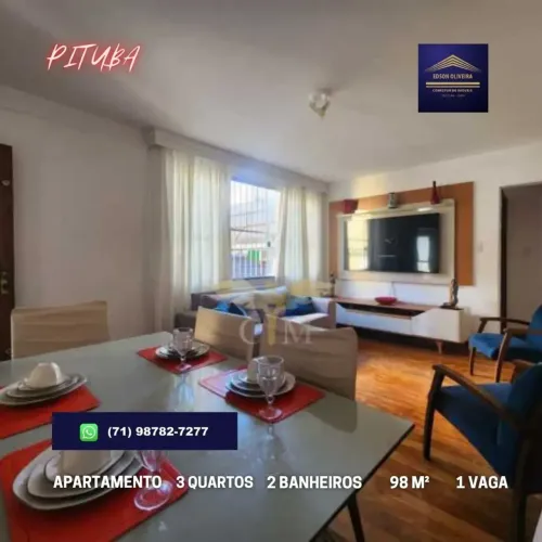 APARTAMENTO 3 QUARTOS (1 SUÍTE), 98M² - PITUBA