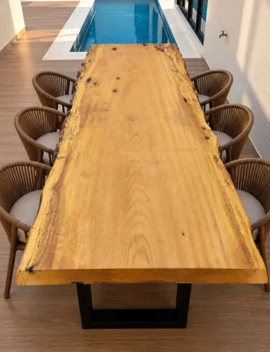 Mesa de jantar madeira rustica natural 8 lugares