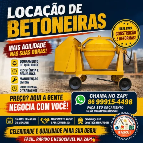 BETONEIRA PARA LOCAÇÃO | MELHOR PREÇO | NEGOCIAMOS NO WHATSAPP