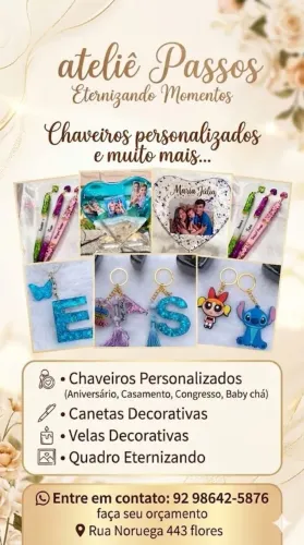 Serviços de lembranças em resina e velas 