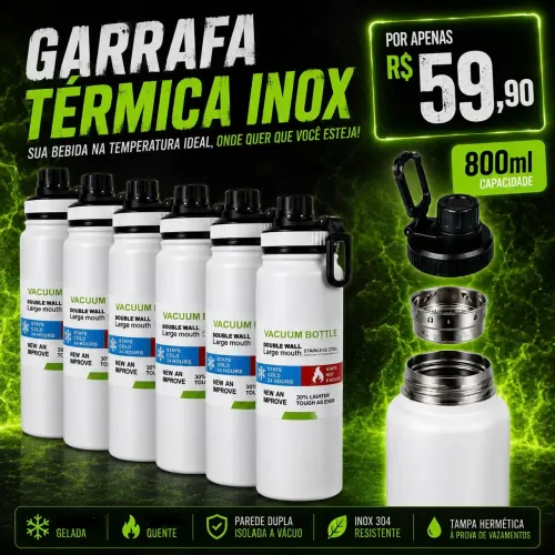 Garrafa Inox 800ml Branca