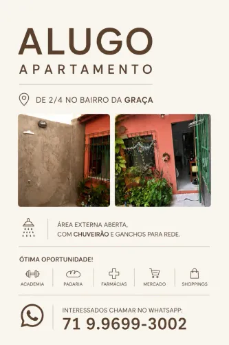 Alugo apartamento na graça 2/4