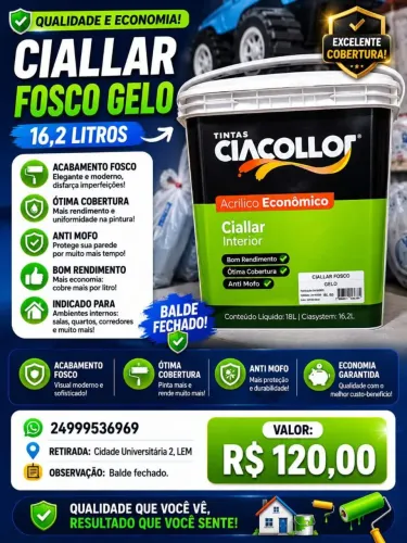 Tinta Ciallar Fosco Gelo 16,2 litros