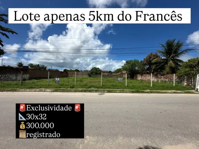 Próximo A PRAIA DO FRANCÊS Area para venda tem 960m2 - Marechal Deodoro - AL